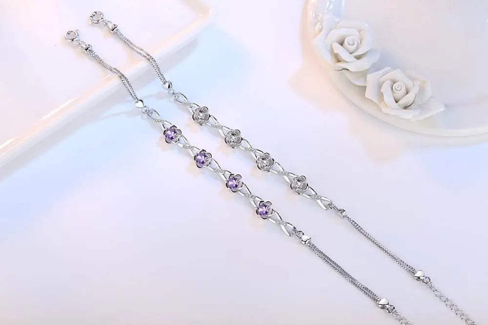 Crystal Floral Infinity Bracelet