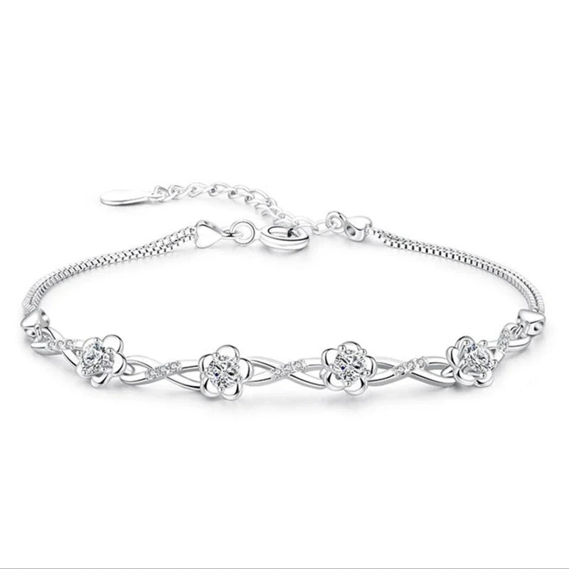 Crystal Floral Infinity Bracelet