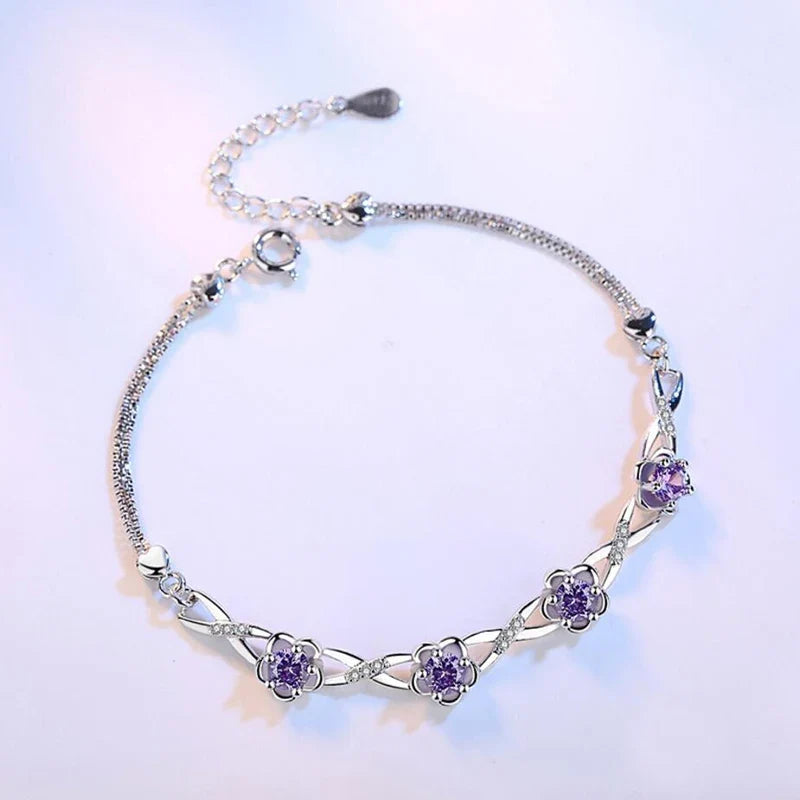 Crystal Floral Infinity Bracelet