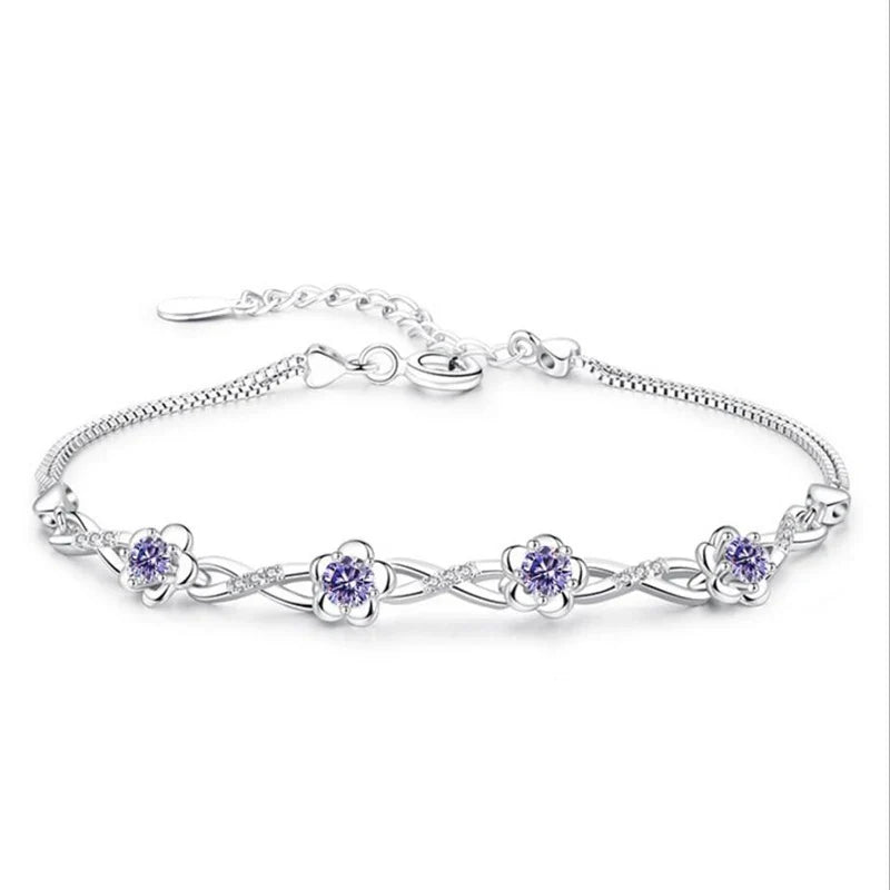 Crystal Floral Infinity Bracelet