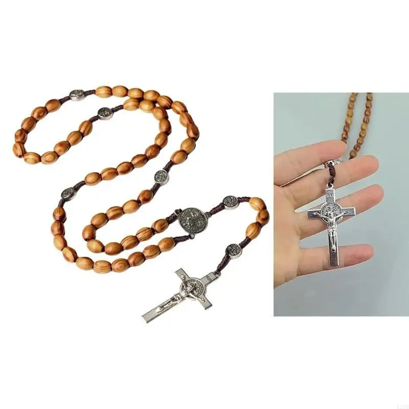 St. Benedict Natural Olive Wood Rosary with Crucifix